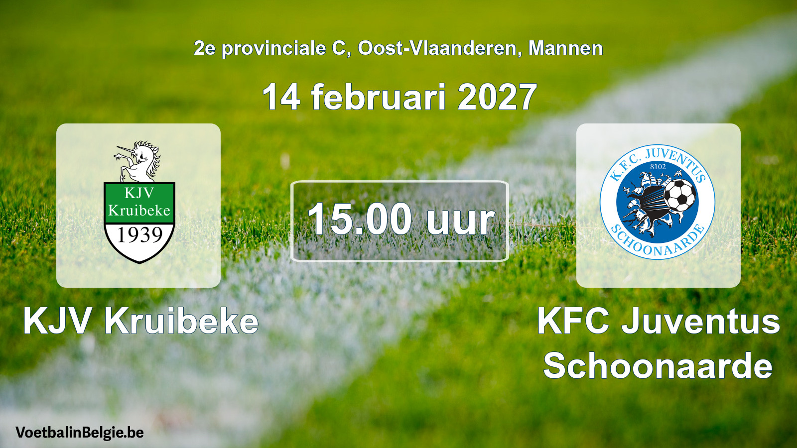Geplande wedstrijd mannenvoetbal: KJV Kruibeke - KFC Juventus Schoonaarde (14 februari 2027)