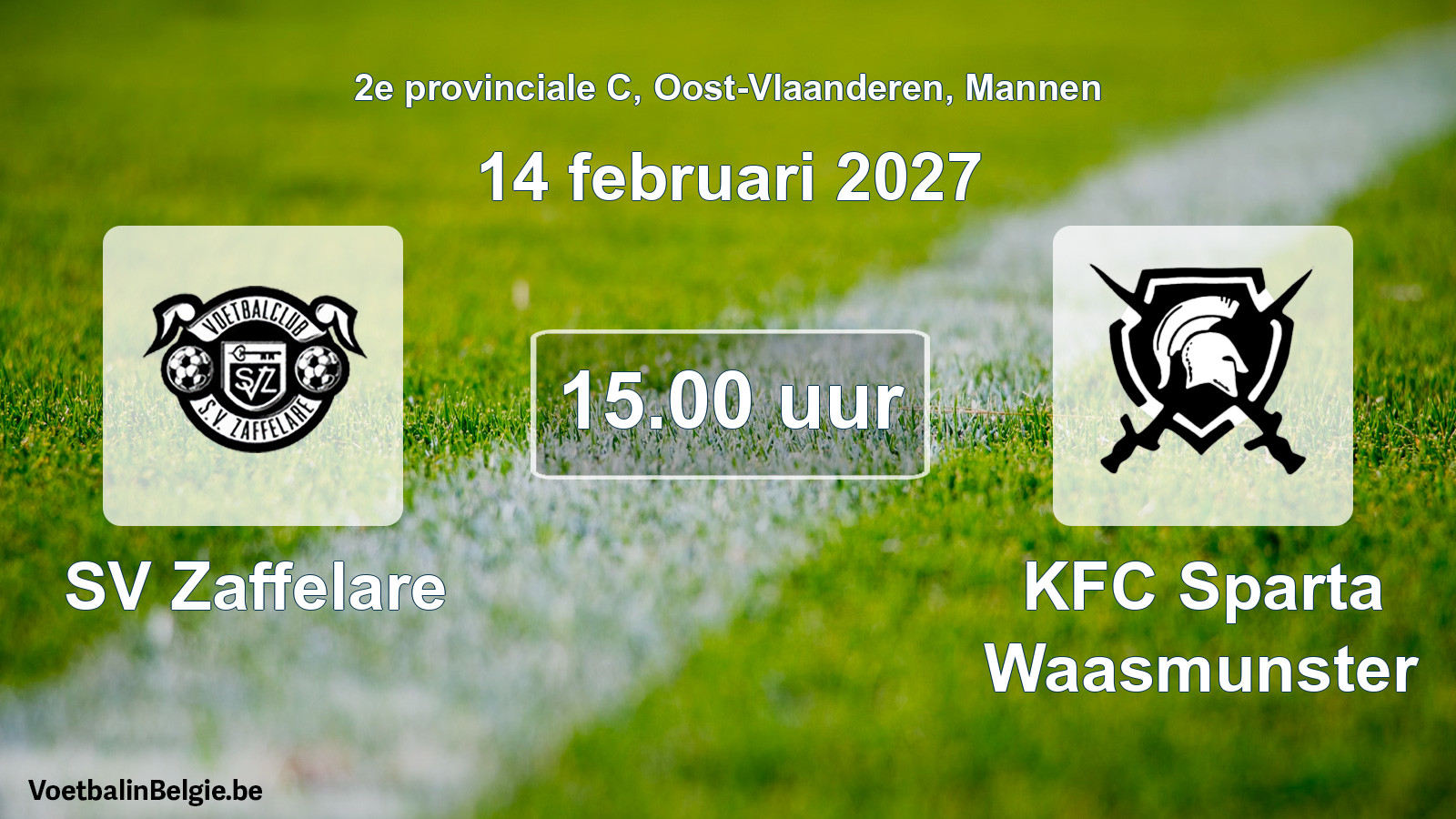 Geplande wedstrijd mannenvoetbal: SV Zaffelare - KFC Sparta Waasmunster (14 februari 2027)
