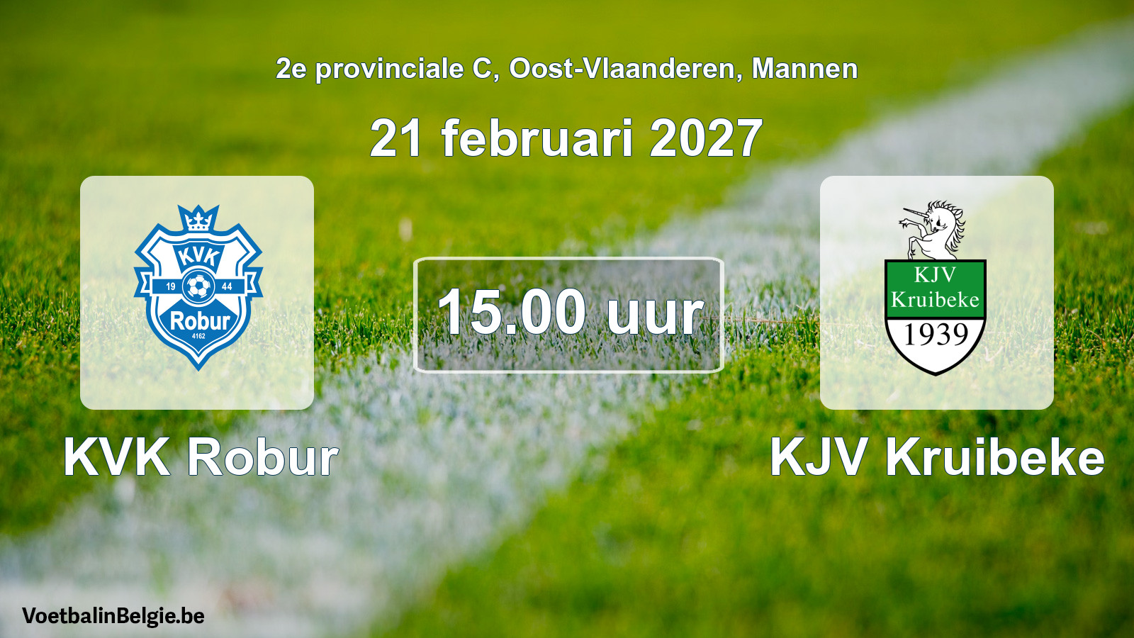 Geplande wedstrijd mannenvoetbal: KVK Robur - KJV Kruibeke (21 februari 2027)