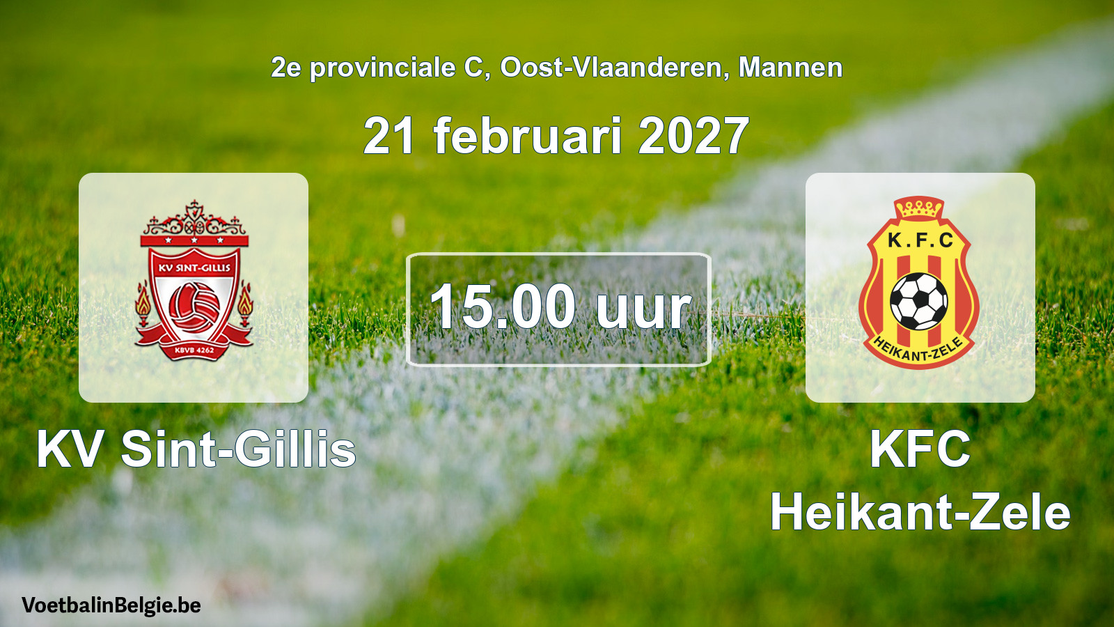 Geplande wedstrijd mannenvoetbal: KV Sint-Gillis - KFC Heikant-Zele (21 februari 2027)