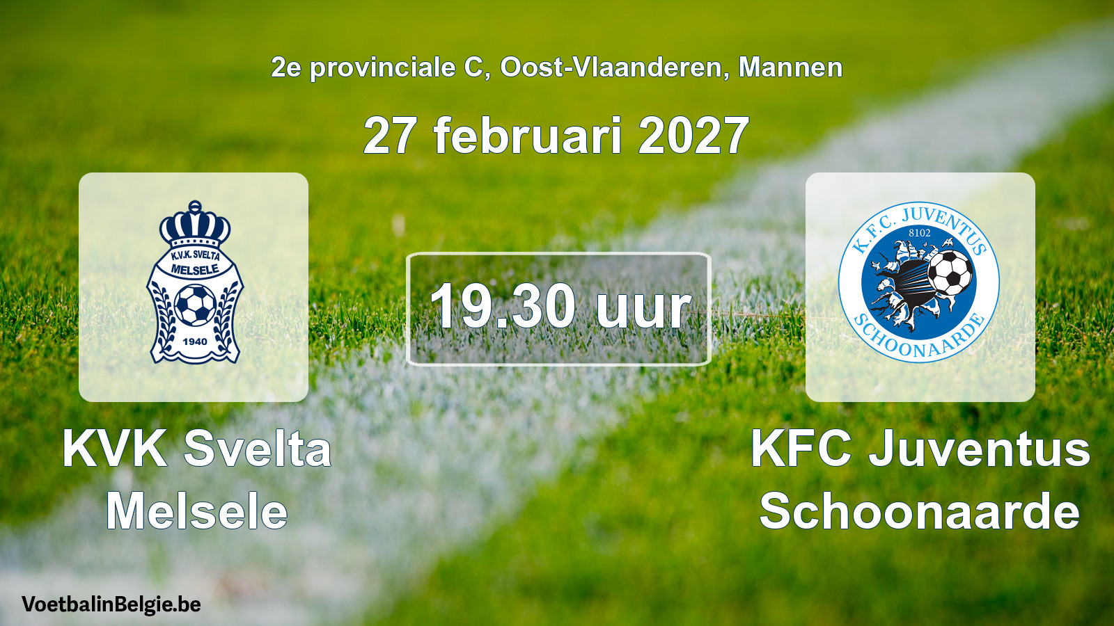 Geplande wedstrijd mannenvoetbal: KVK Svelta Melsele - KFC Juventus Schoonaarde (27 februari 2027)