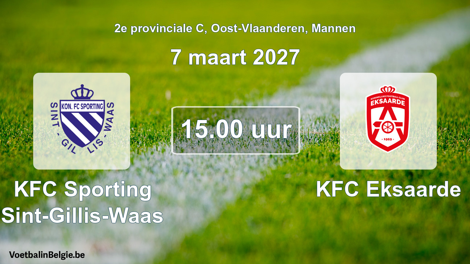 Geplande wedstrijd mannenvoetbal: KFC Sporting Sint-Gillis-Waas - KFC Eksaarde (7 maart 2027)