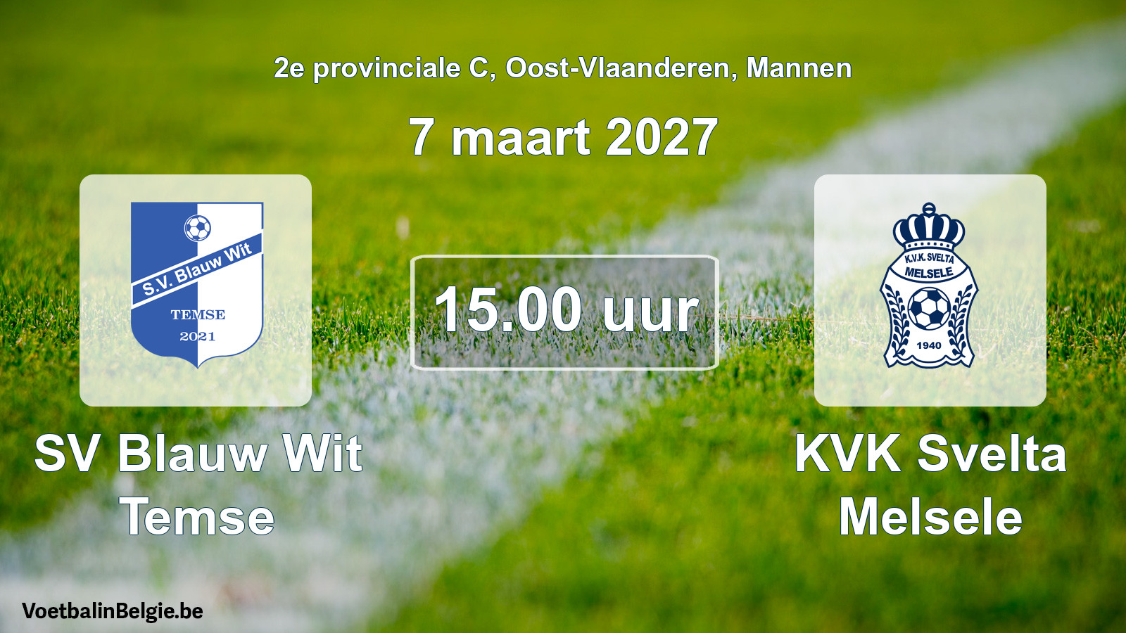 Geplande wedstrijd mannenvoetbal: SV Blauw Wit Temse - KVK Svelta Melsele (7 maart 2027)
