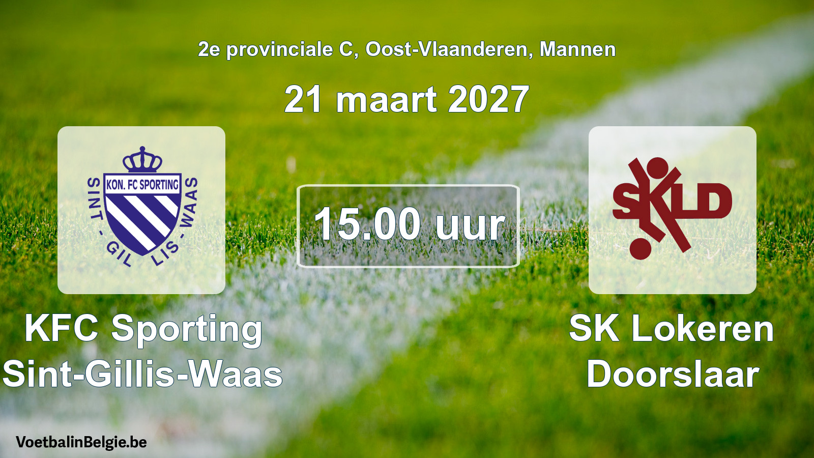 Geplande wedstrijd mannenvoetbal: KFC Sporting Sint-Gillis-Waas - SK Lokeren Doorslaar (21 maart 2027)