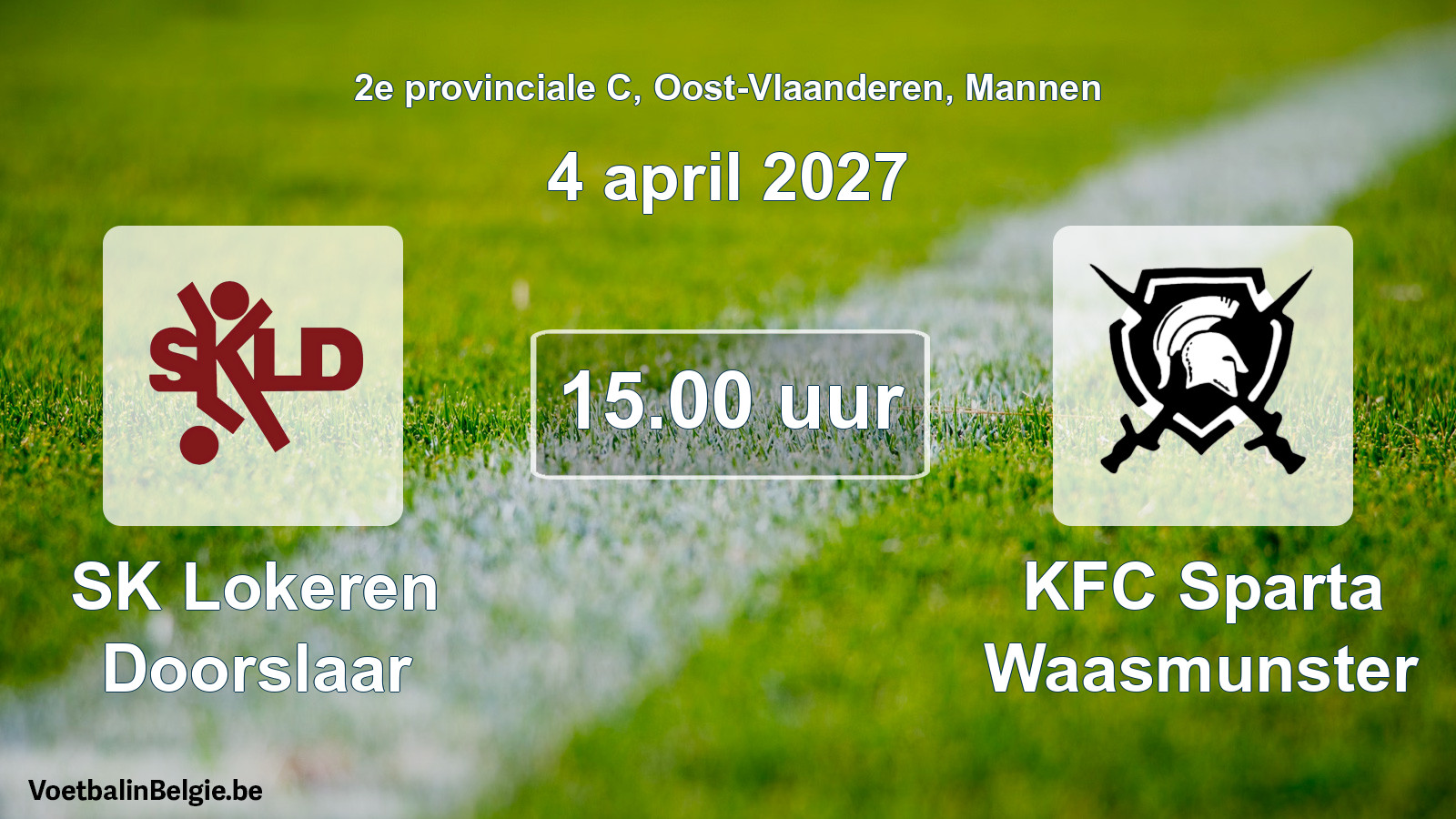 Match prévu football hommes: SK Lokeren Doorslaar - KFC Sparta Waasmunster (4 avril 2027)
