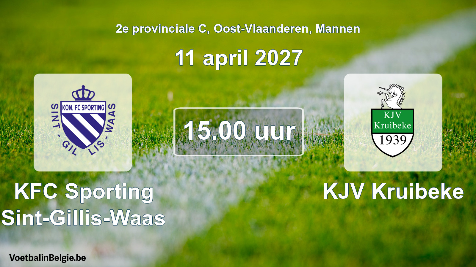 Geplande wedstrijd mannenvoetbal: KFC Sporting Sint-Gillis-Waas - KJV Kruibeke (11 april 2027)