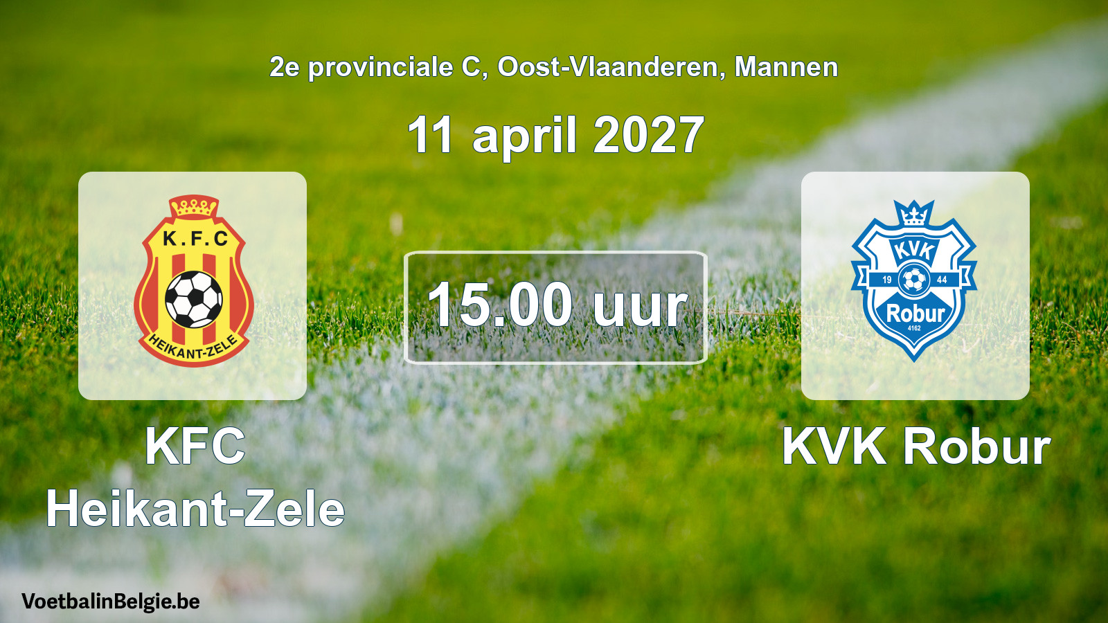 Geplande wedstrijd mannenvoetbal: KFC Heikant-Zele - KVK Robur (11 april 2027)
