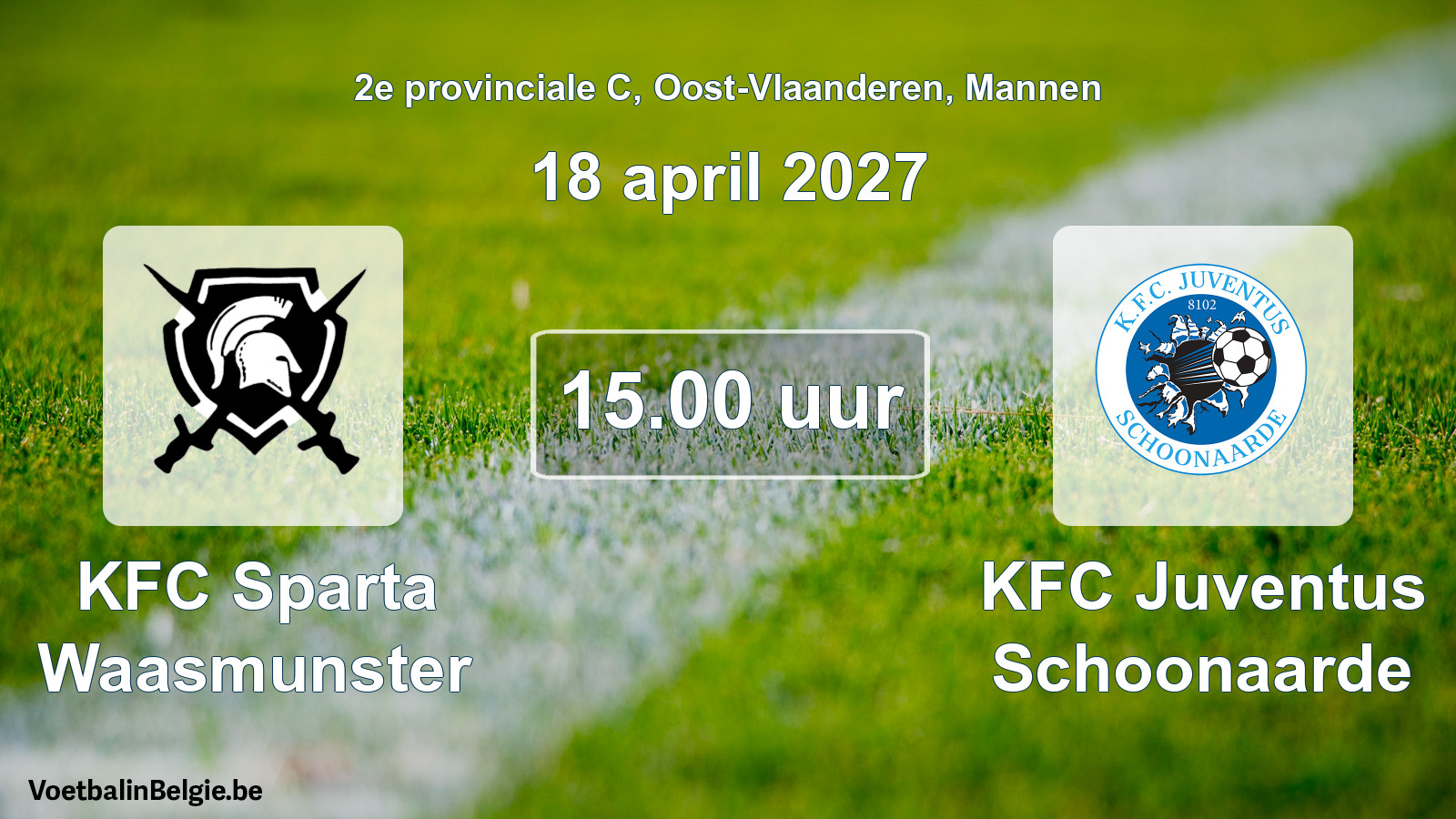 Geplande wedstrijd mannenvoetbal: KFC Sparta Waasmunster - KFC Juventus Schoonaarde (18 april 2027)