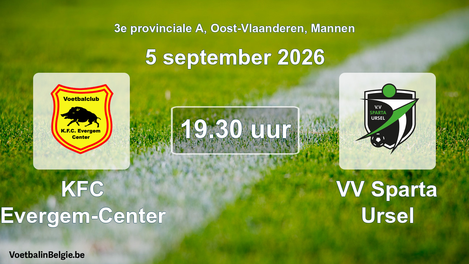Geplande wedstrijd mannenvoetbal: KFC Evergem-Center - VV Sparta Ursel (5 september 2026)