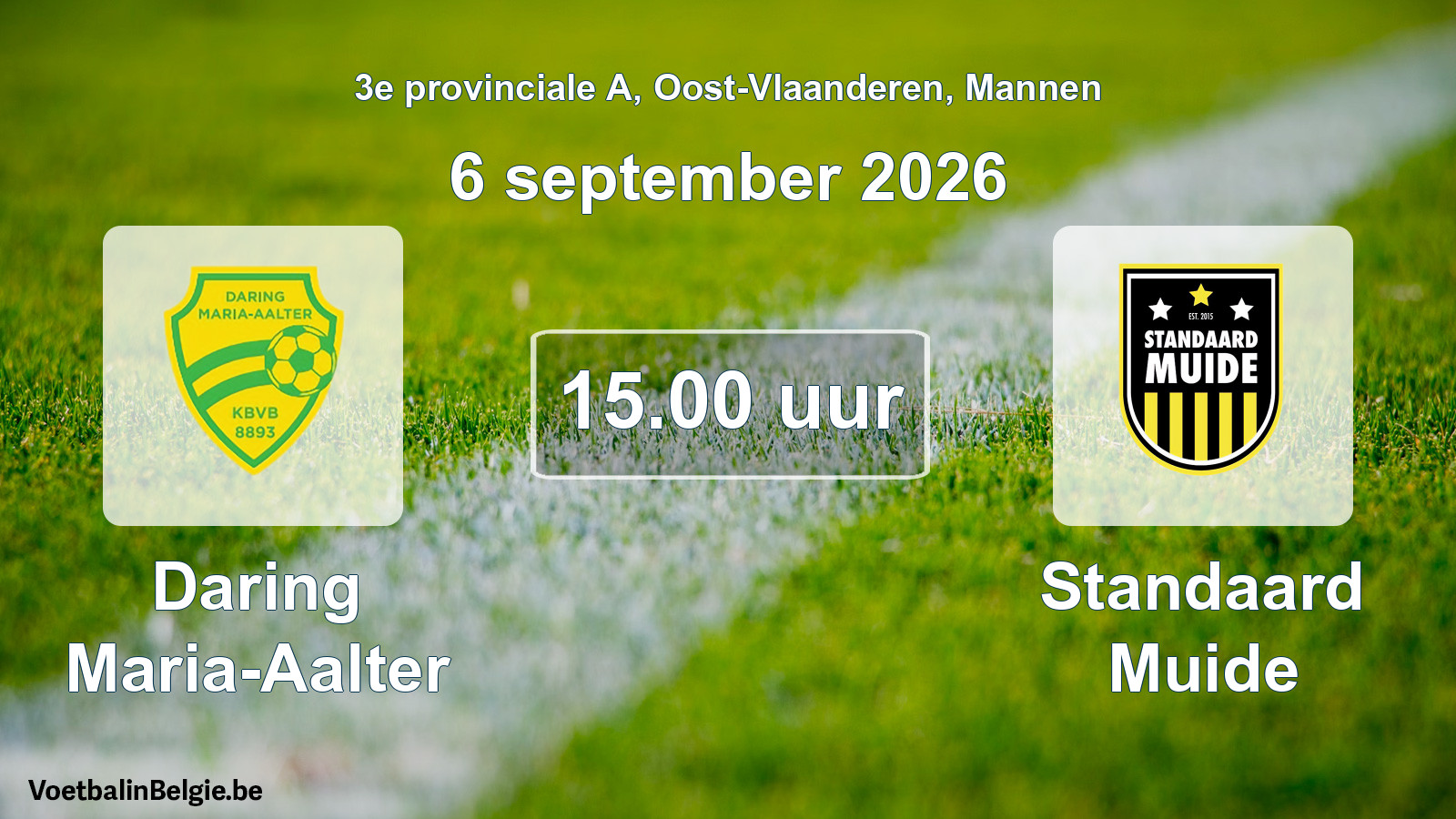 Geplande wedstrijd mannenvoetbal: Daring Maria-Aalter - Standaard Muide (6 september 2026)