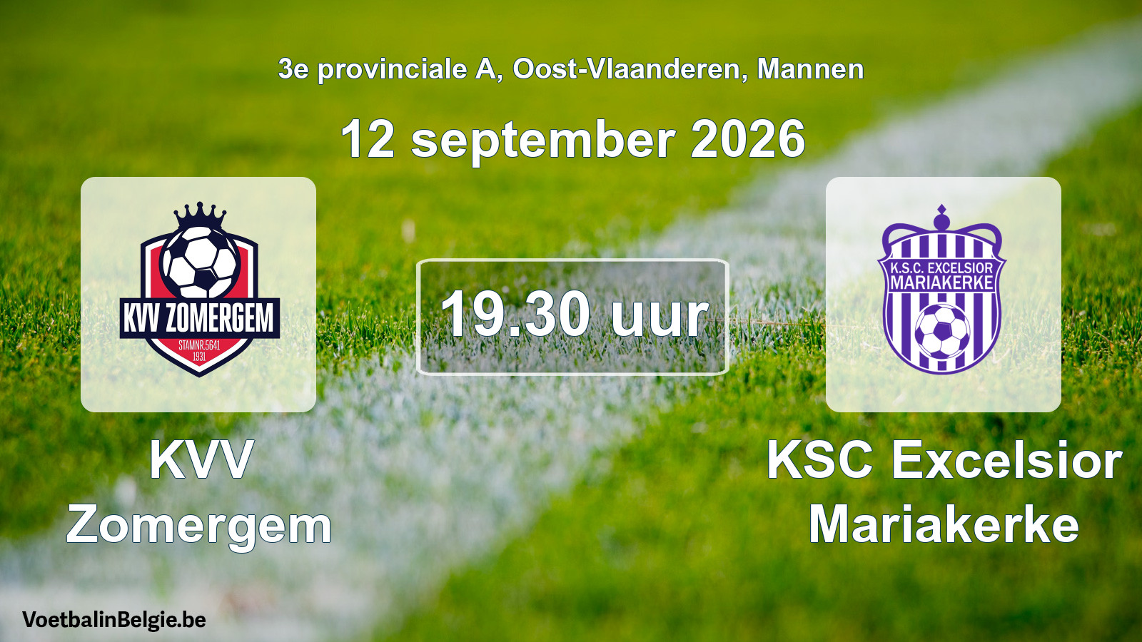 Geplantes Spiel männer-Fußball: KVV Zomergem - KSC Excelsior Mariakerke (12 September 2026)