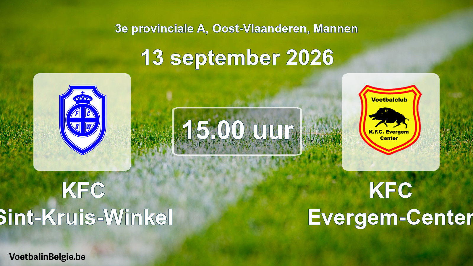 Geplande wedstrijd mannenvoetbal: KFC Sint-Kruis-Winkel - KFC Evergem-Center (13 september 2026)