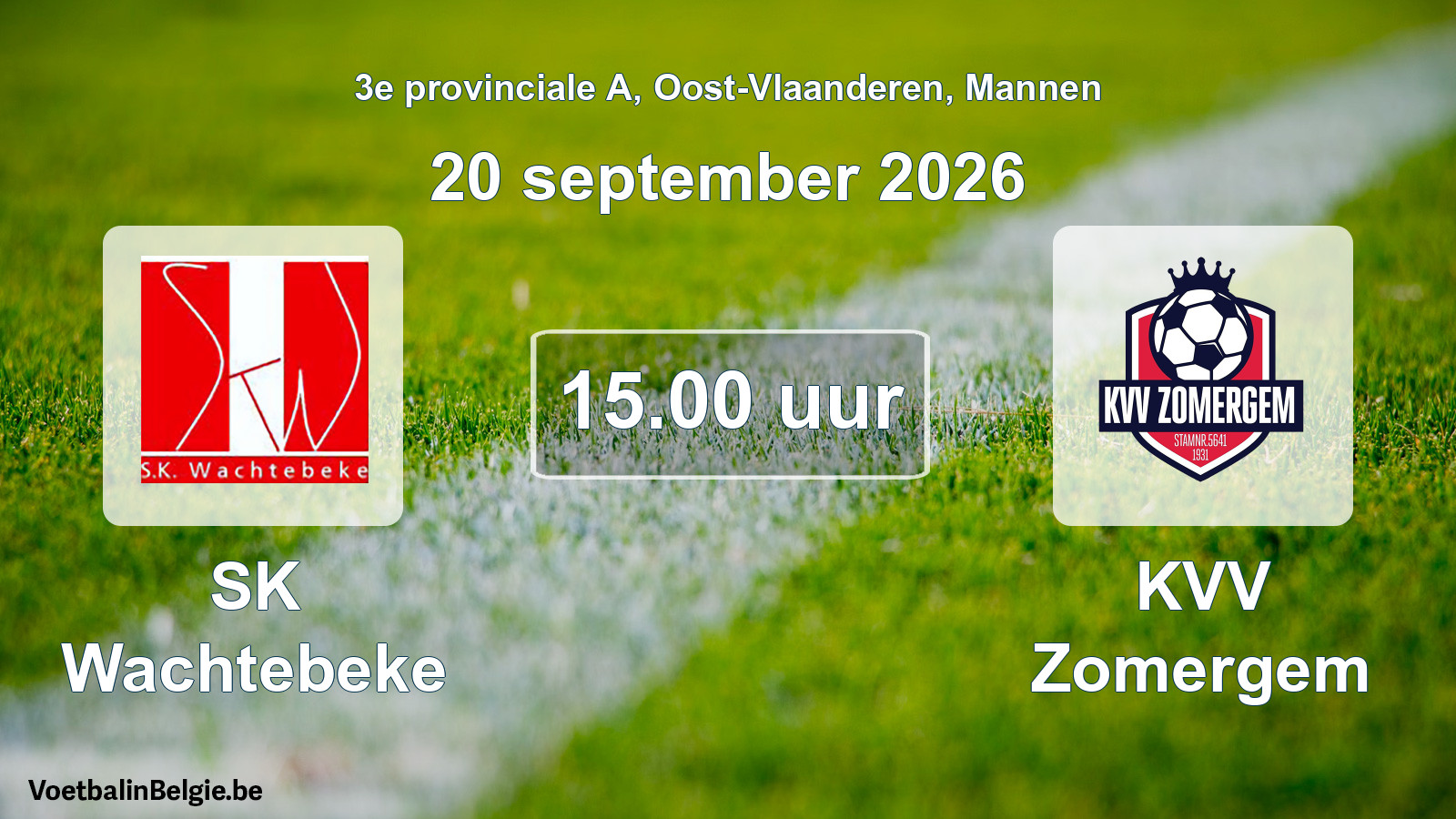 Geplande wedstrijd mannenvoetbal: SK Wachtebeke - KVV Zomergem (20 september 2026)