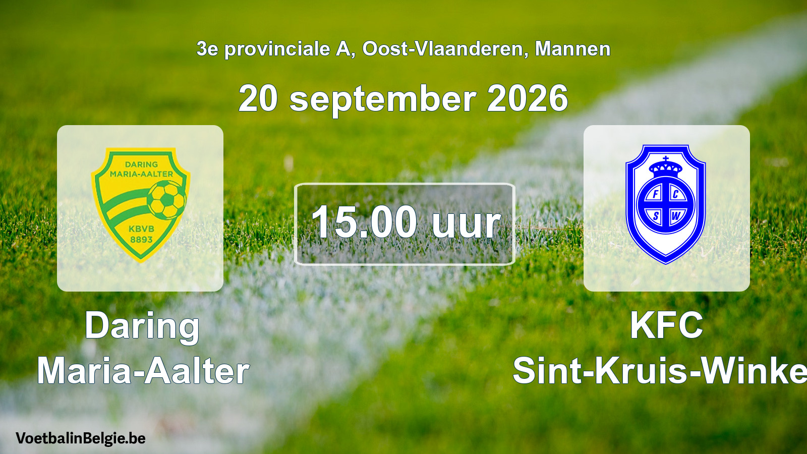 Scheduled match men football: Daring Maria-Aalter - KFC Sint-Kruis-Winkel (20 September 2026)