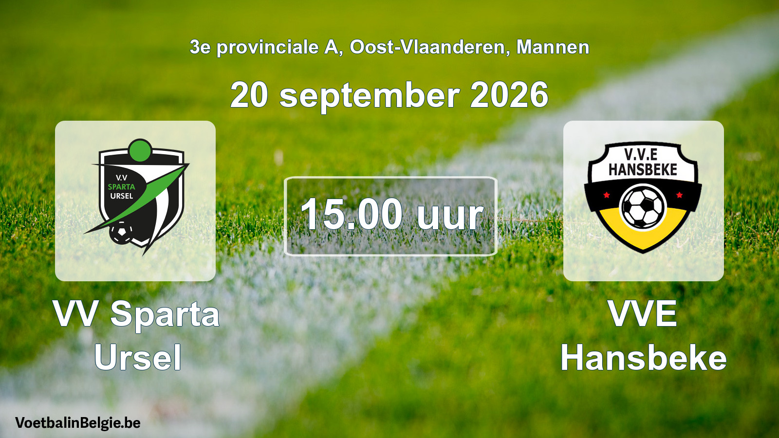 Geplande wedstrijd mannenvoetbal: VV Sparta Ursel - VVE Hansbeke (20 september 2026)
