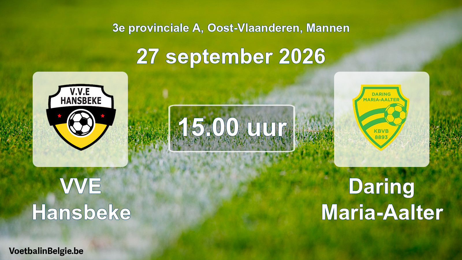 Geplande wedstrijd mannenvoetbal: VVE Hansbeke - Daring Maria-Aalter (27 september 2026)