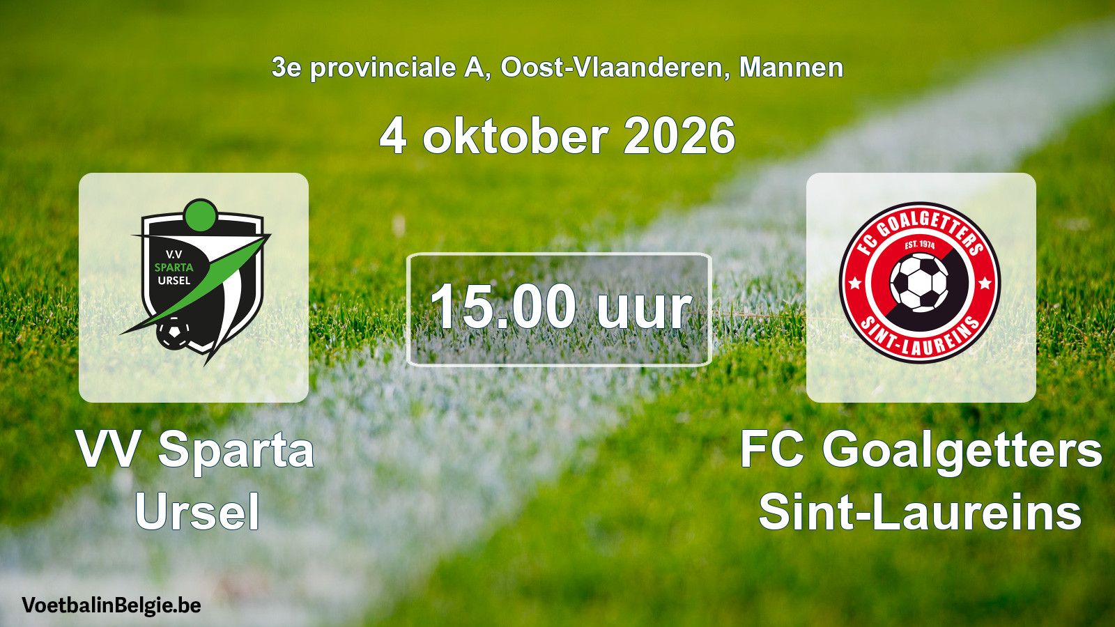Geplande wedstrijd mannenvoetbal: VV Sparta Ursel - FC Goalgetters Sint-Laureins (4 oktober 2026)