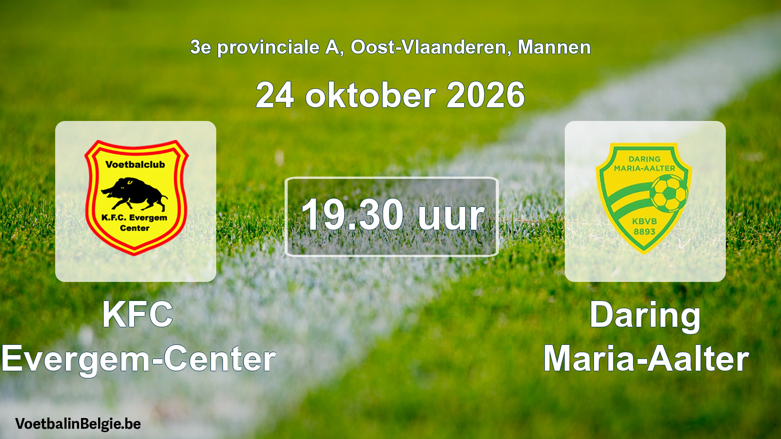 Geplande wedstrijd mannenvoetbal: KFC Evergem-Center - Daring Maria-Aalter (24 oktober 2026)