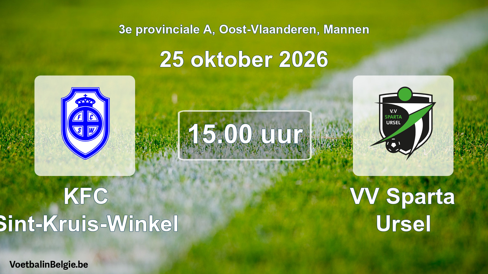 Geplande wedstrijd mannenvoetbal: KFC Sint-Kruis-Winkel - VV Sparta Ursel (25 oktober 2026)