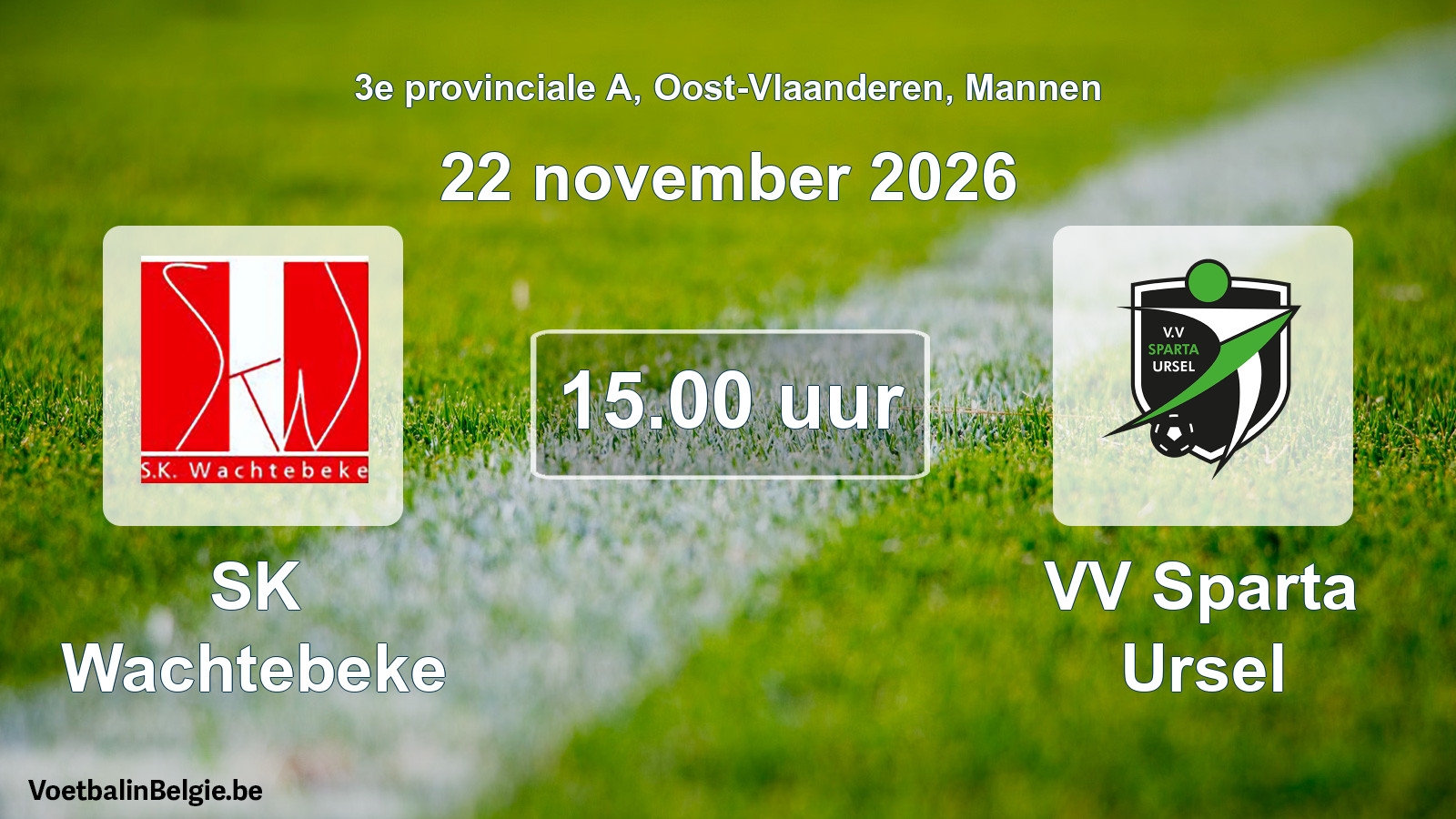 Geplande wedstrijd mannenvoetbal: SK Wachtebeke - VV Sparta Ursel (22 november 2026)
