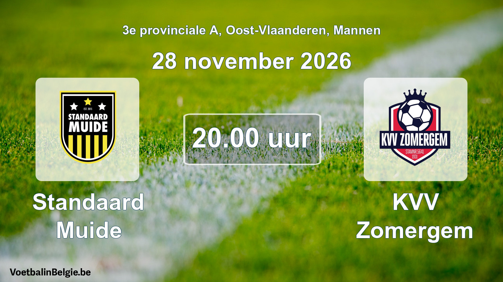 Geplande wedstrijd mannenvoetbal: Standaard Muide - KVV Zomergem (28 november 2026)