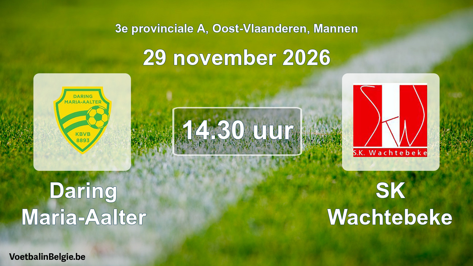 Geplande wedstrijd mannenvoetbal: Daring Maria-Aalter - SK Wachtebeke (29 november 2026)