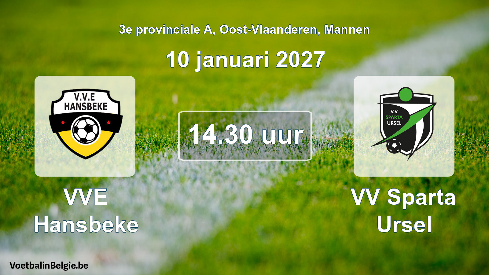 Geplande wedstrijd mannenvoetbal: VVE Hansbeke - VV Sparta Ursel (10 januari 2027)