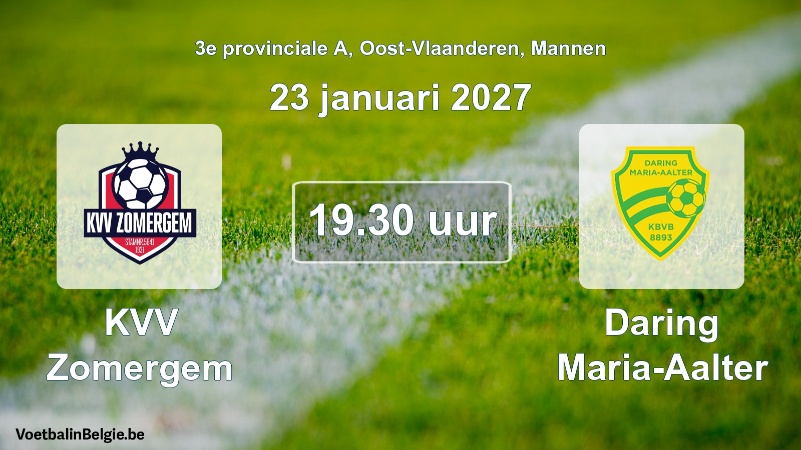Geplande wedstrijd mannenvoetbal: KVV Zomergem - Daring Maria-Aalter (23 januari 2027)