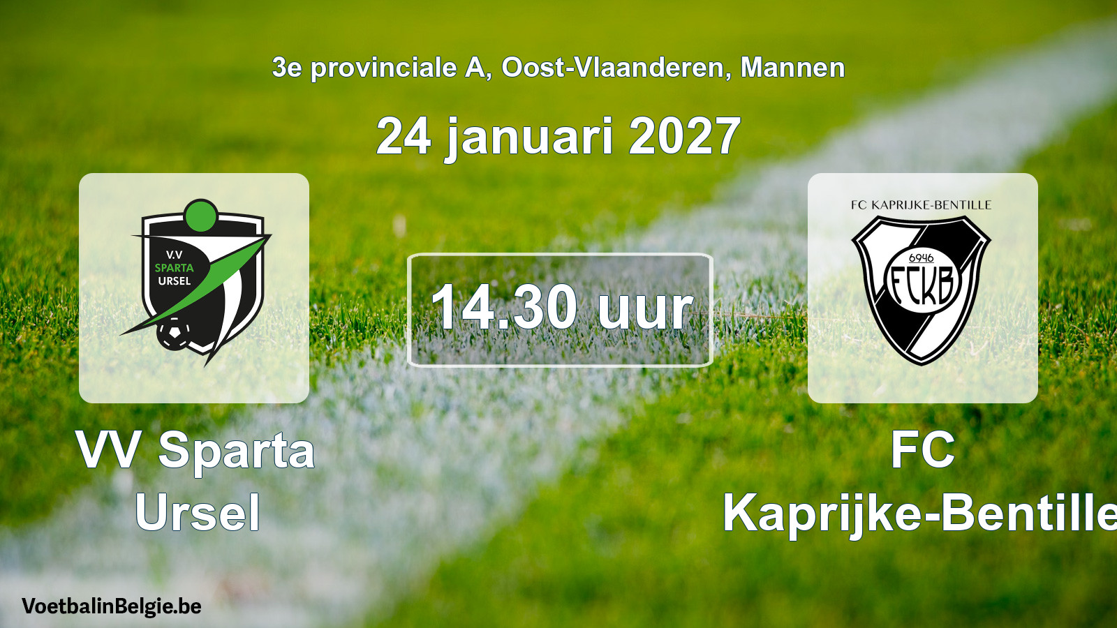 Geplande wedstrijd mannenvoetbal: VV Sparta Ursel - FC Kaprijke-Bentille (24 januari 2027)
