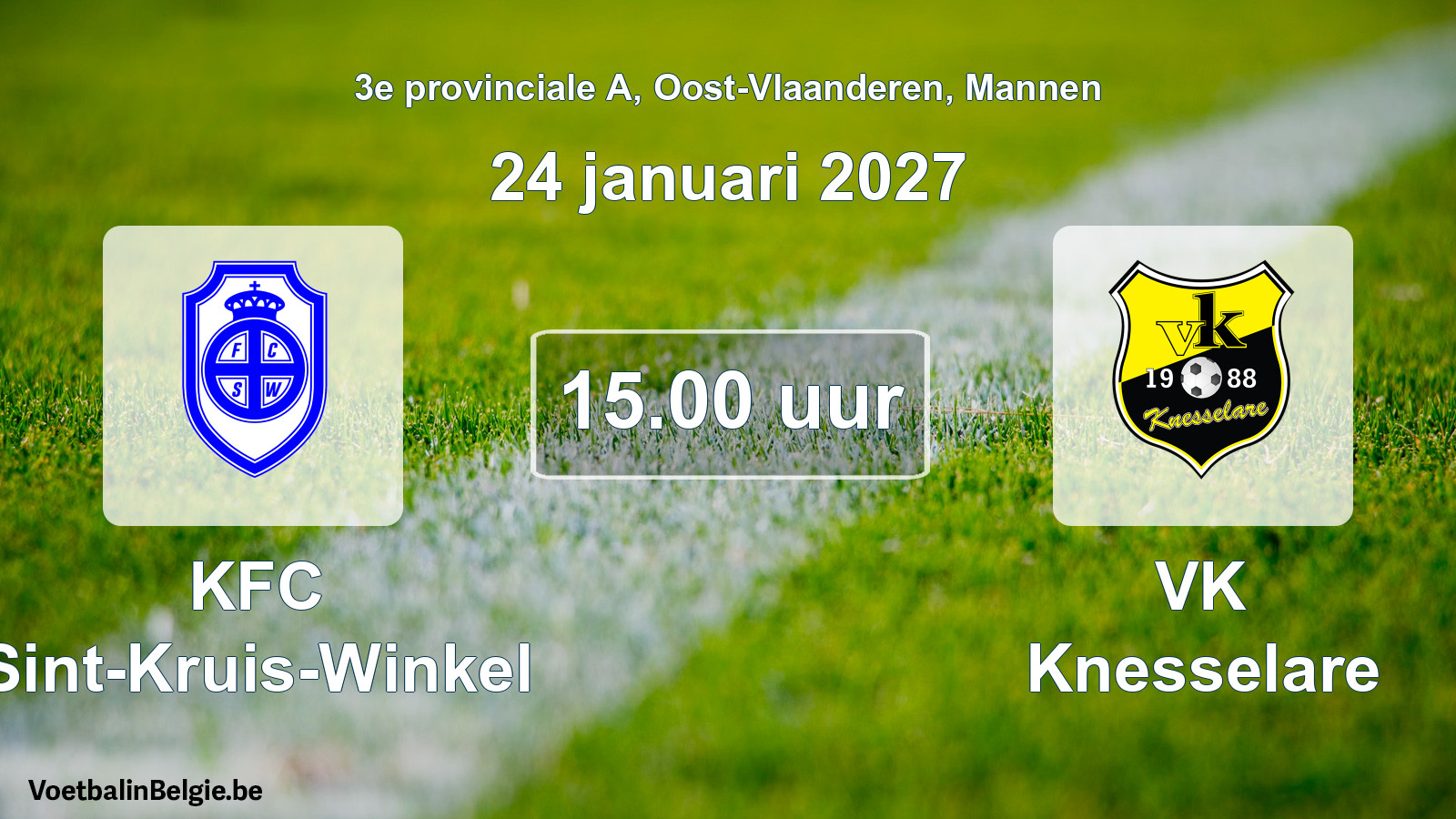Geplande wedstrijd mannenvoetbal: KFC Sint-Kruis-Winkel - VK Knesselare (24 januari 2027)