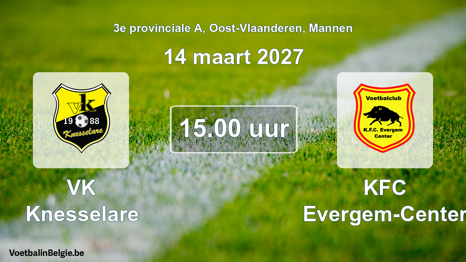 Geplande wedstrijd mannenvoetbal: VK Knesselare - KFC Evergem-Center (14 maart 2027)