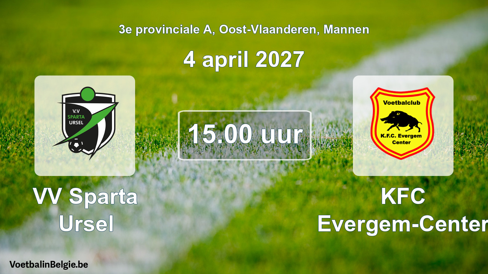 Geplande wedstrijd mannenvoetbal: VV Sparta Ursel - KFC Evergem-Center (4 april 2027)