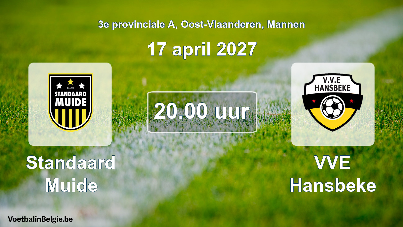 Geplande wedstrijd mannenvoetbal: Standaard Muide - VVE Hansbeke (17 april 2027)