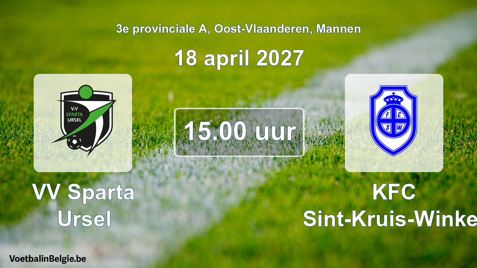 Geplande wedstrijd mannenvoetbal: VV Sparta Ursel - KFC Sint-Kruis-Winkel (18 april 2027)