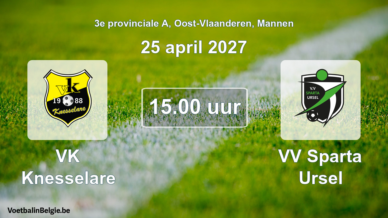 Geplande wedstrijd mannenvoetbal: VK Knesselare - VV Sparta Ursel (25 april 2027)