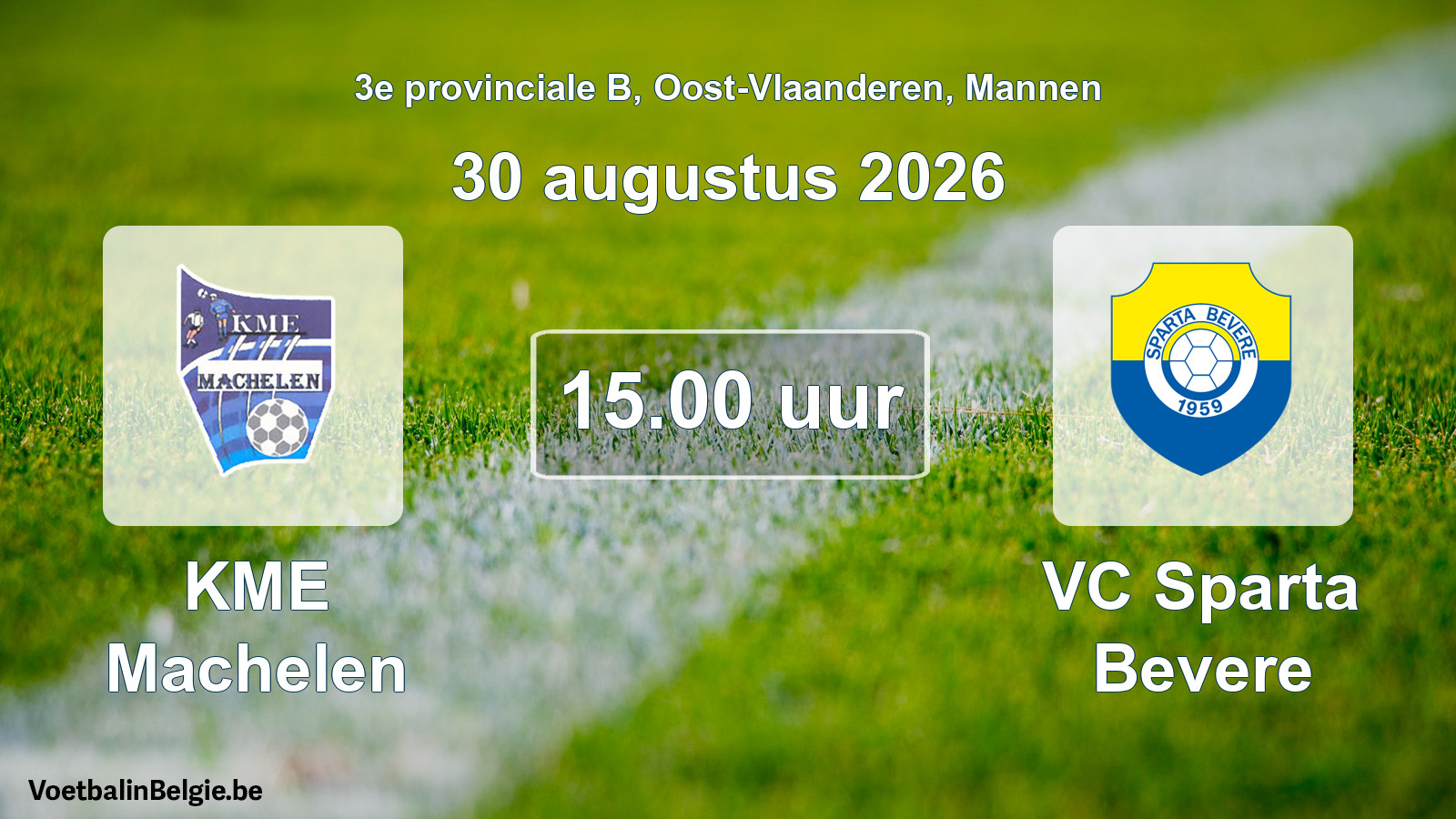 Geplande wedstrijd mannenvoetbal: KME Machelen - VC Sparta Bevere (30 augustus 2026)