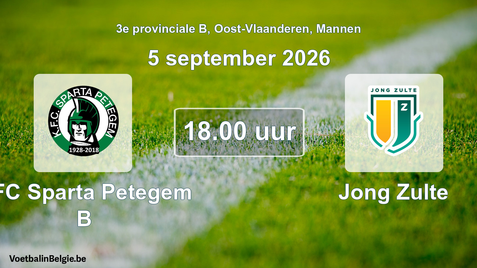Geplande wedstrijd mannenvoetbal: KFC Sparta Petegem B - Jong Zulte (5 september 2026)