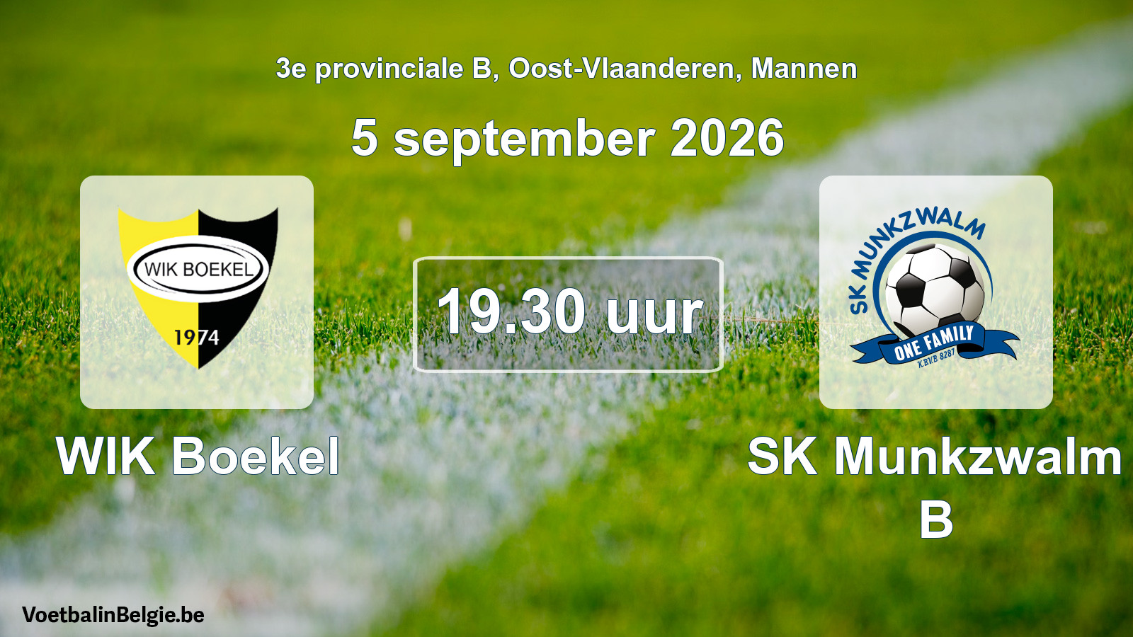 Geplande wedstrijd mannenvoetbal: WIK Boekel - SK Munkzwalm B (5 september 2026)