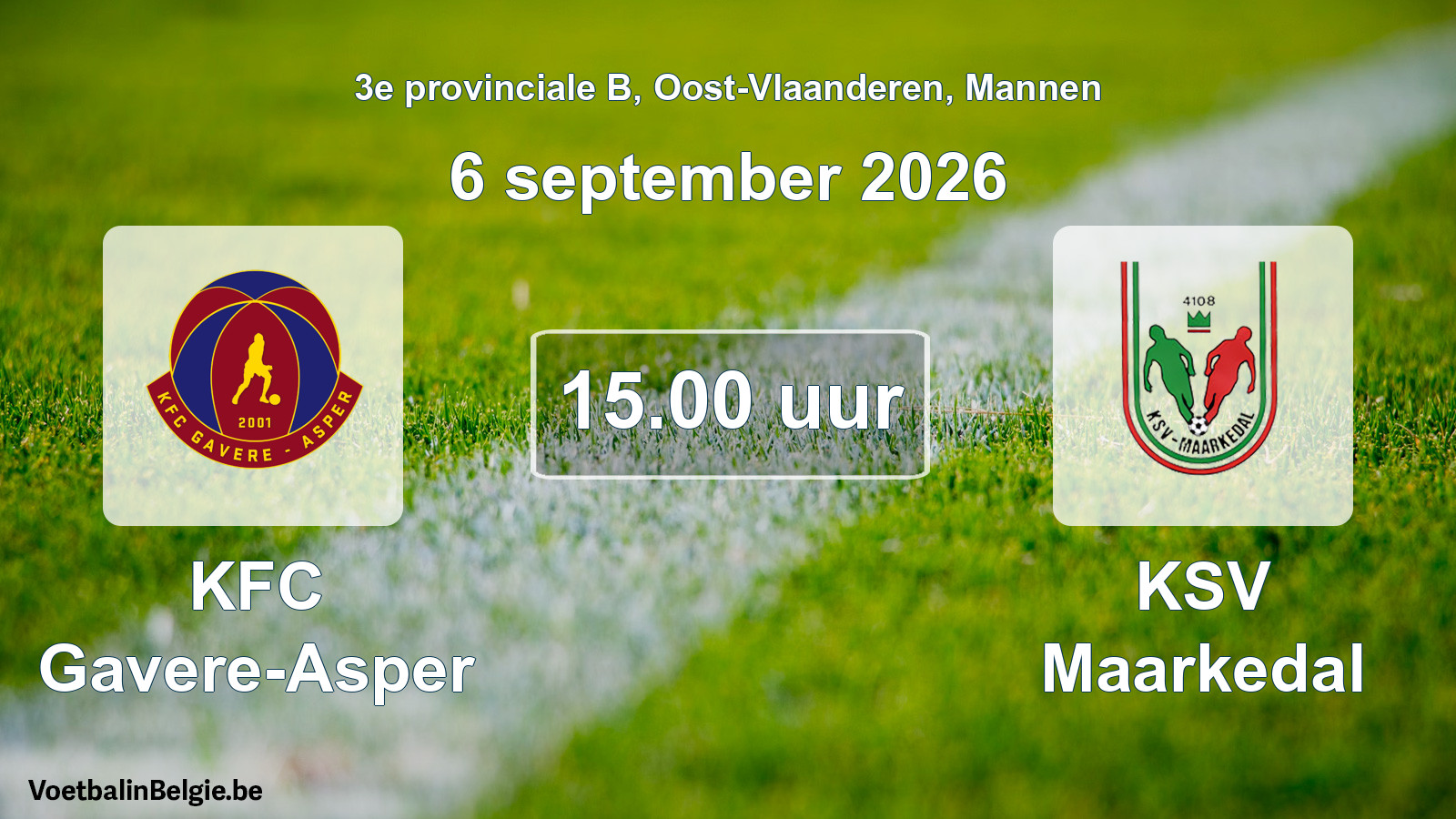 Geplande wedstrijd mannenvoetbal: KFC Gavere-Asper - KSV Maarkedal (6 september 2026)