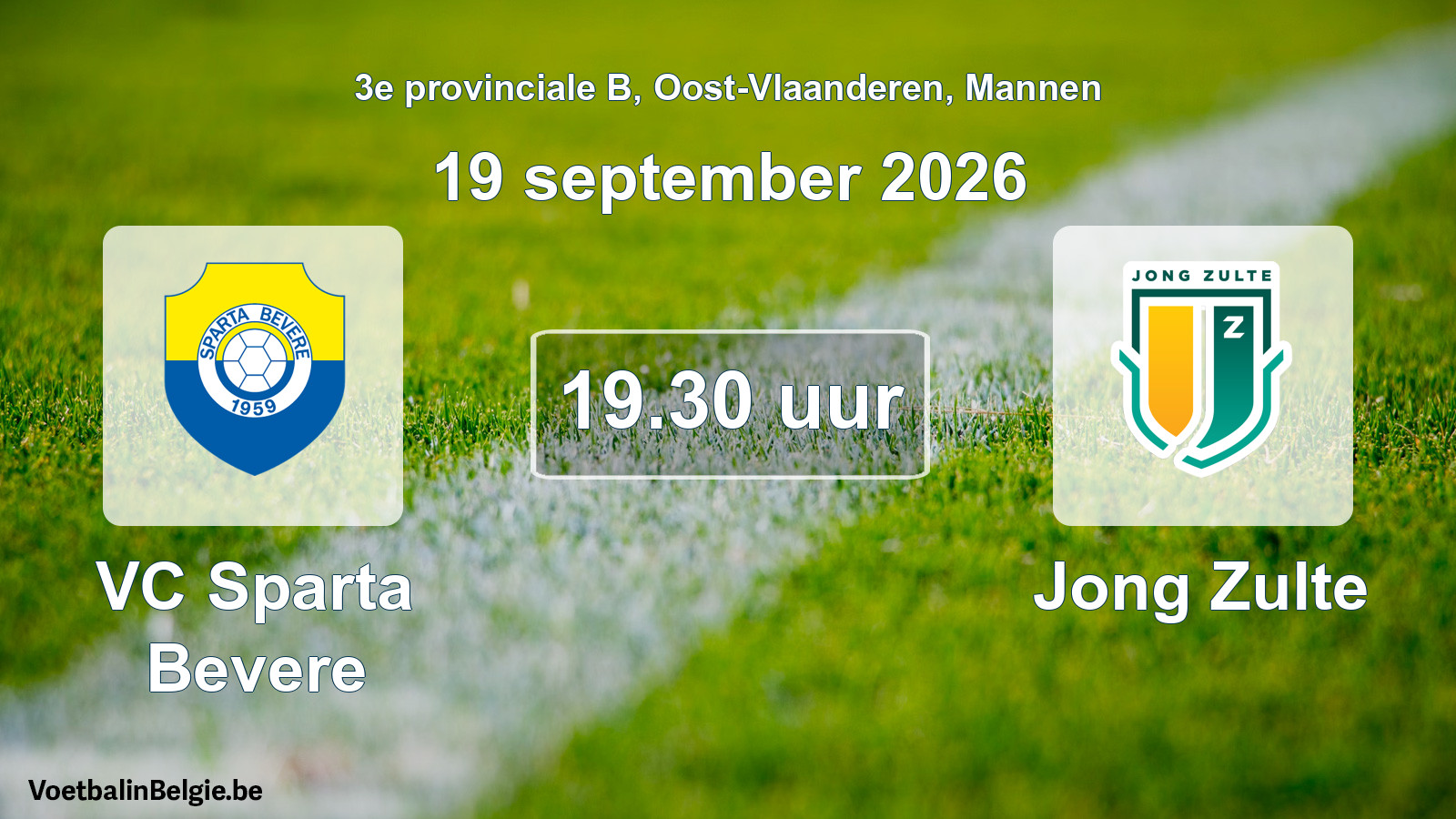 Geplande wedstrijd mannenvoetbal: VC Sparta Bevere - Jong Zulte (19 september 2026)