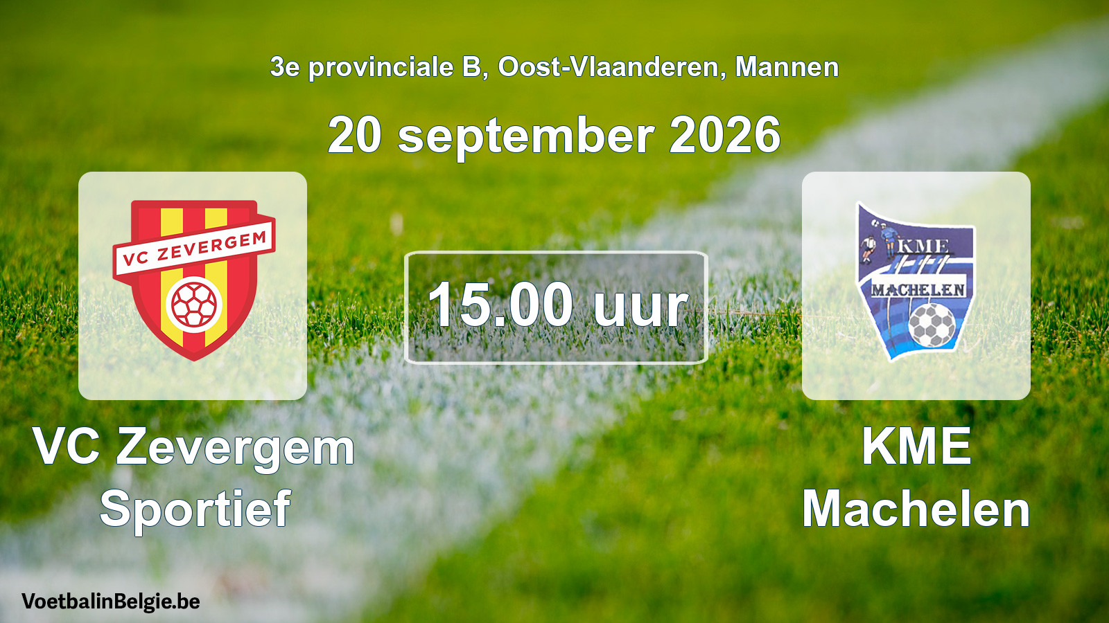 Geplande wedstrijd mannenvoetbal: VC Zevergem Sportief - KME Machelen (20 september 2026)