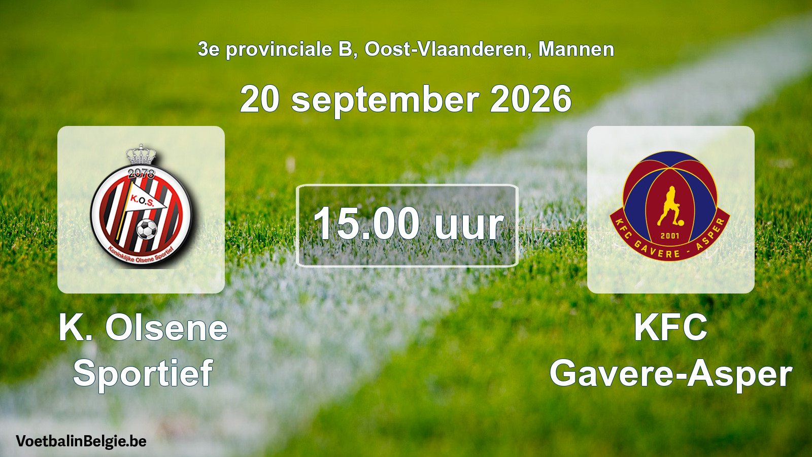 Geplande wedstrijd mannenvoetbal: K. Olsene Sportief - KFC Gavere-Asper (20 september 2026)