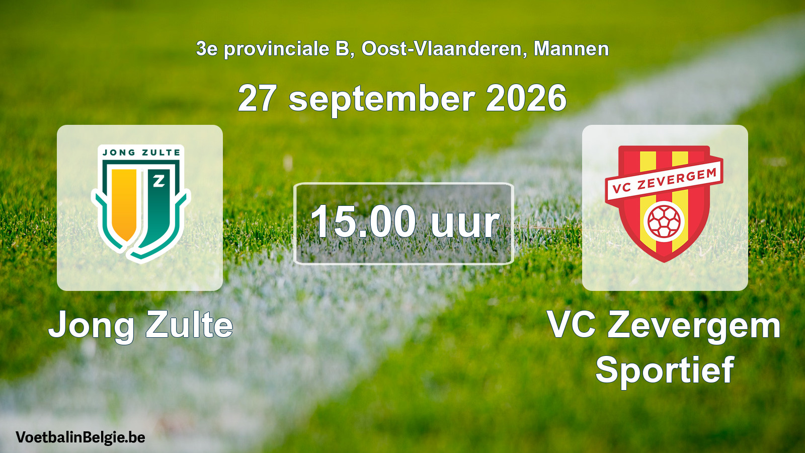 Geplande wedstrijd mannenvoetbal: Jong Zulte - VC Zevergem Sportief (27 september 2026)