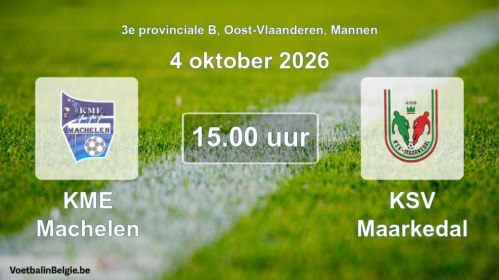 Geplande wedstrijd mannenvoetbal: KME Machelen - KSV Maarkedal (4 oktober 2026)