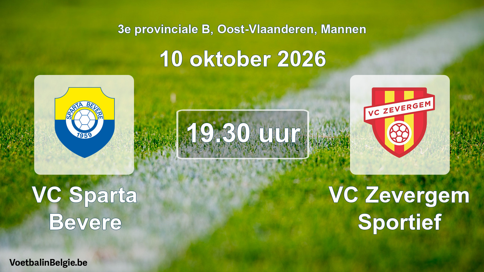 Match prévu football hommes: VC Sparta Bevere - VC Zevergem Sportief (10 octobre 2026)
