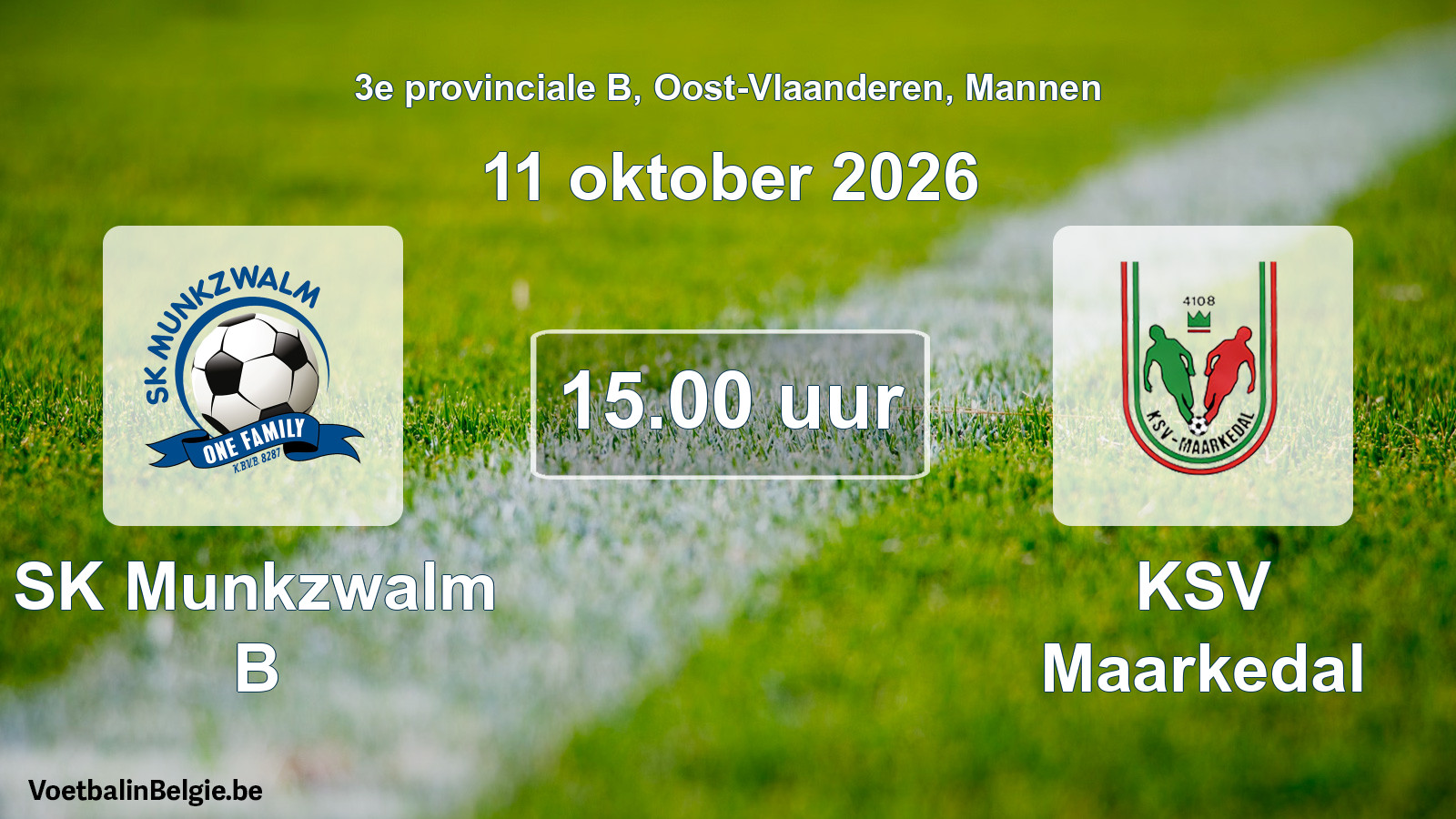 Geplande wedstrijd mannenvoetbal: SK Munkzwalm B - KSV Maarkedal (11 oktober 2026)