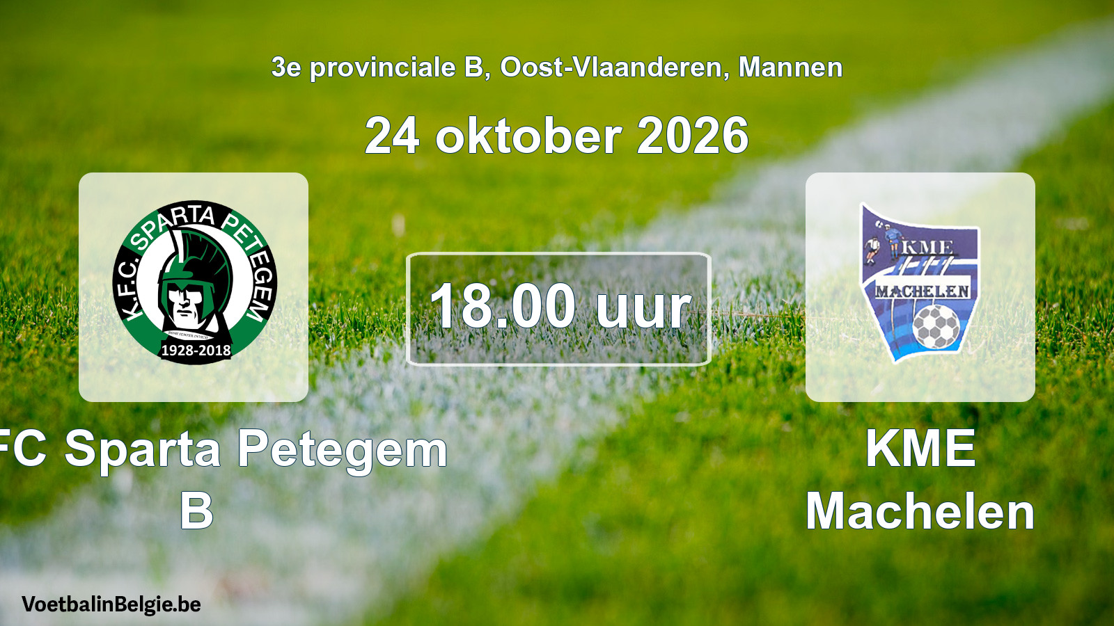 Geplande wedstrijd mannenvoetbal: KFC Sparta Petegem B - KME Machelen (24 oktober 2026)