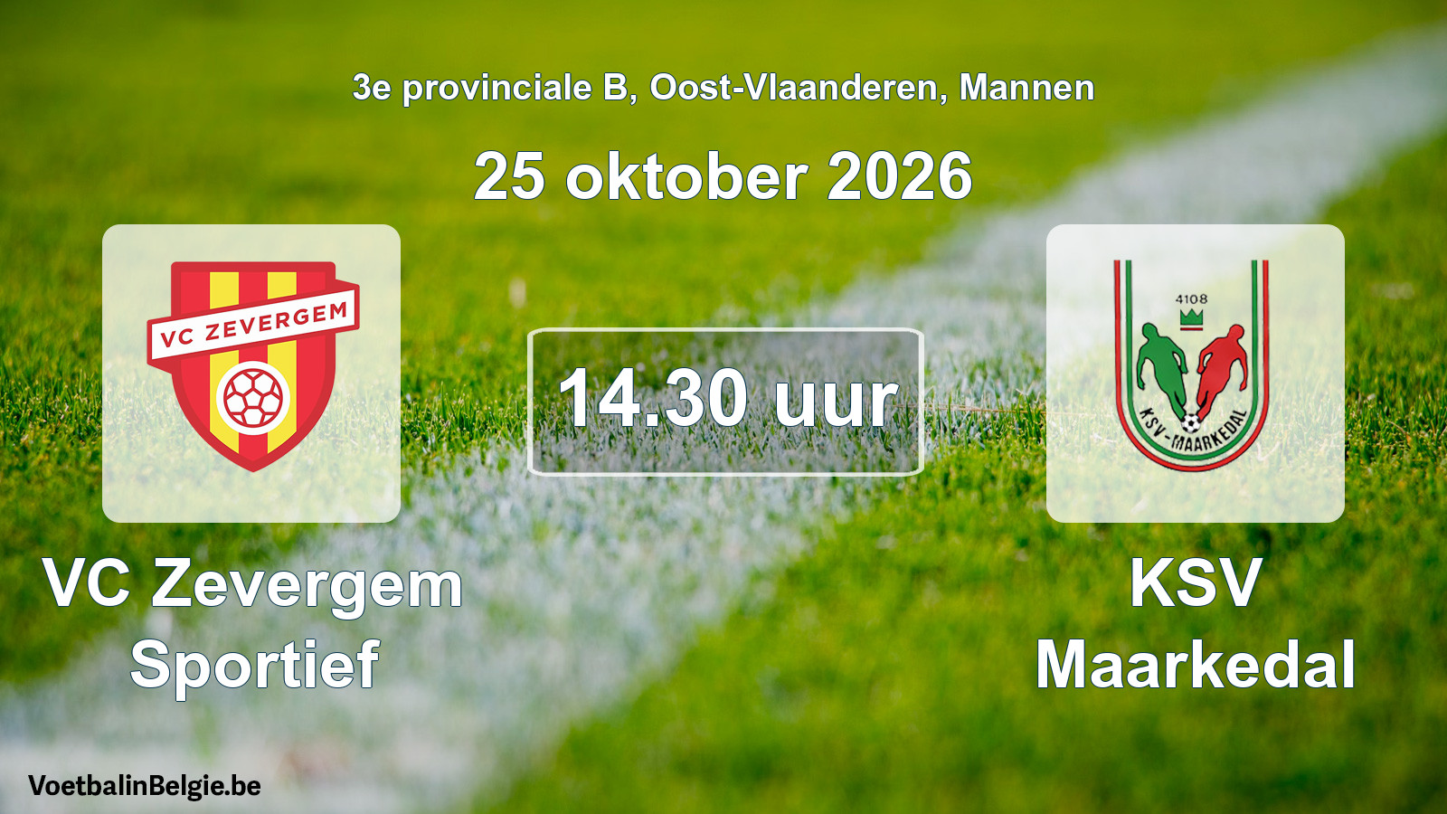 Geplande wedstrijd mannenvoetbal: VC Zevergem Sportief - KSV Maarkedal (25 oktober 2026)