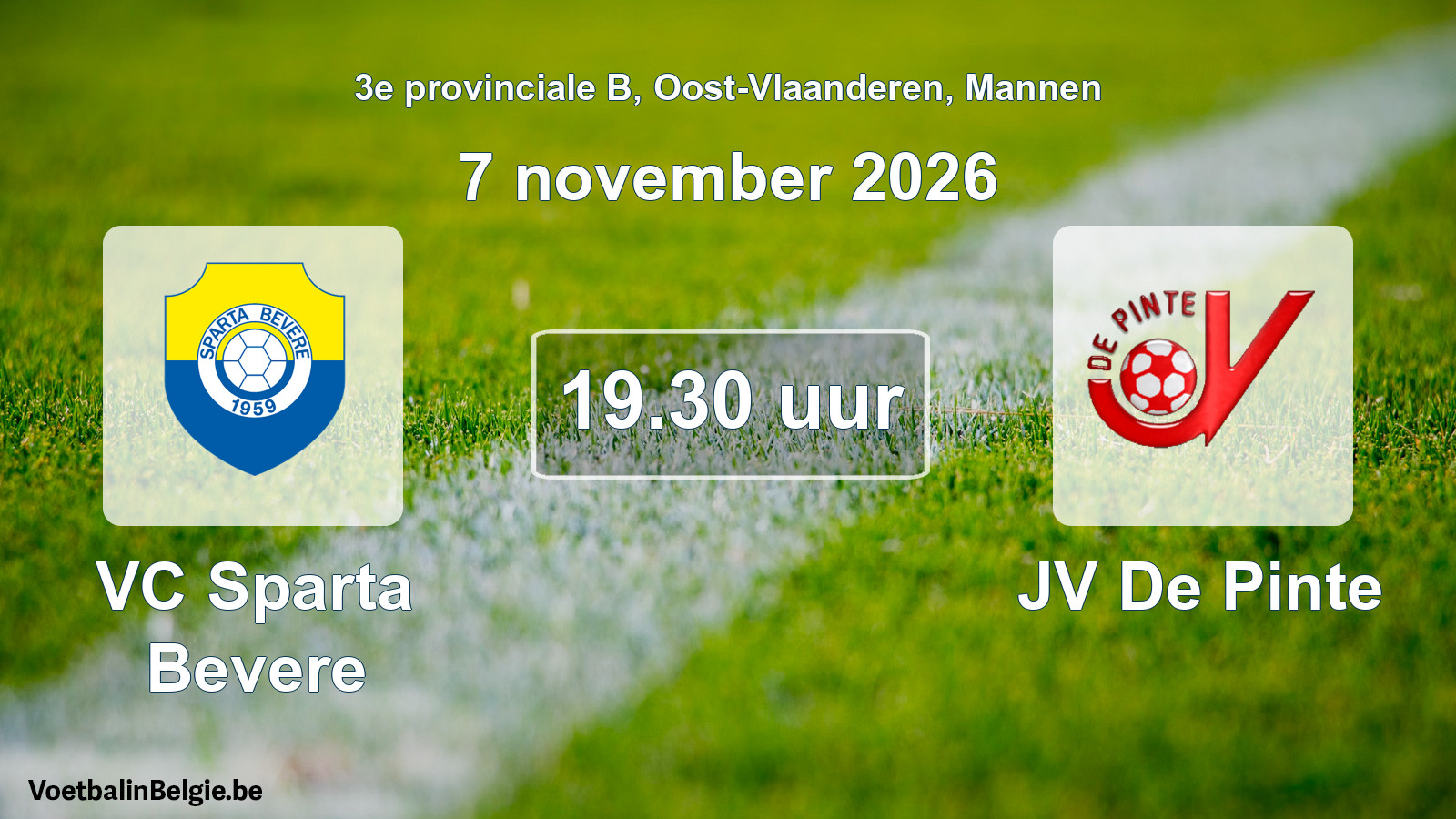 Geplande wedstrijd mannenvoetbal: VC Sparta Bevere - JV De Pinte (7 november 2026)