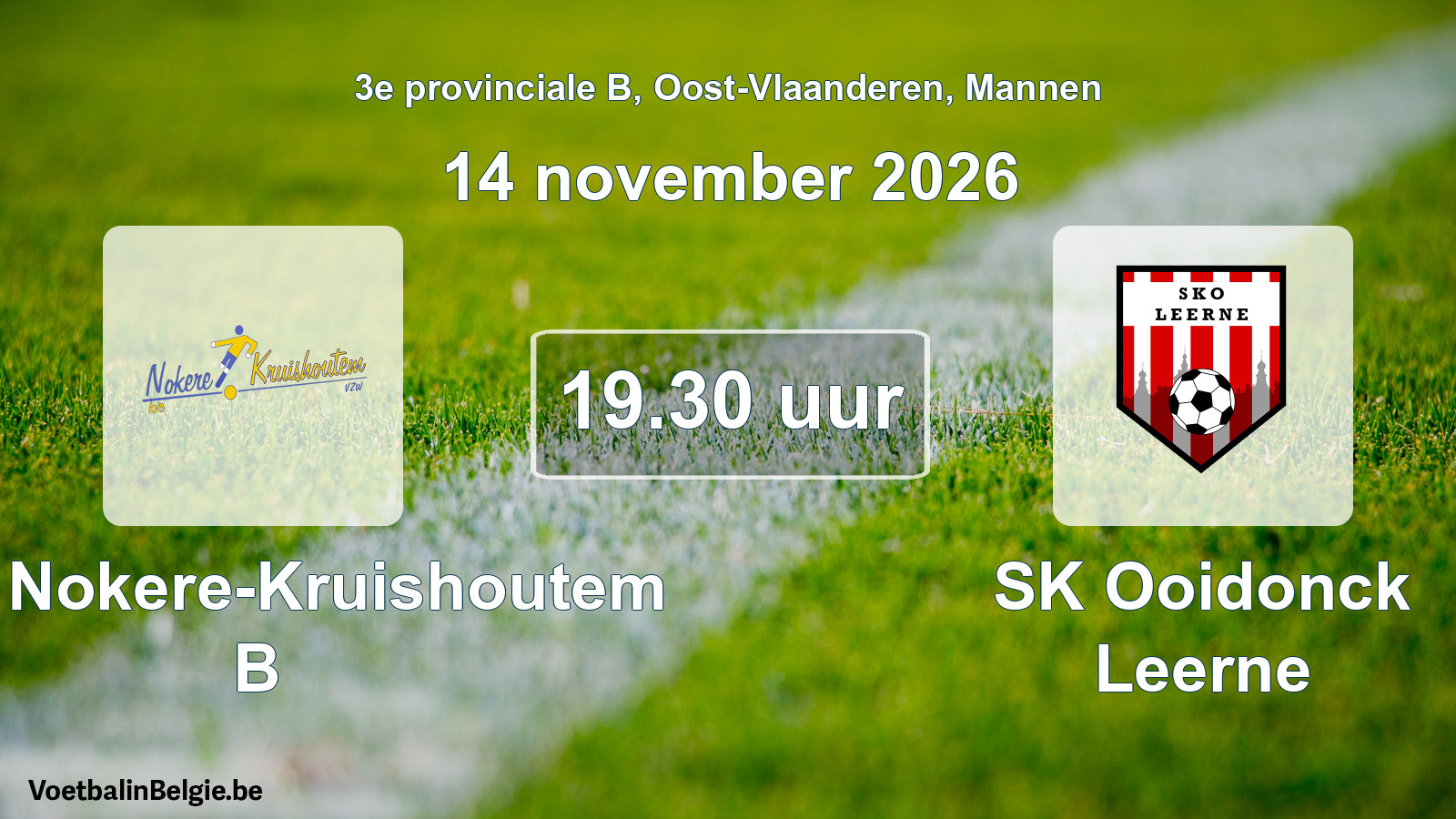 Geplande wedstrijd mannenvoetbal: KVC Nokere-Kruishoutem B - SK Ooidonck Leerne (14 november 2026)